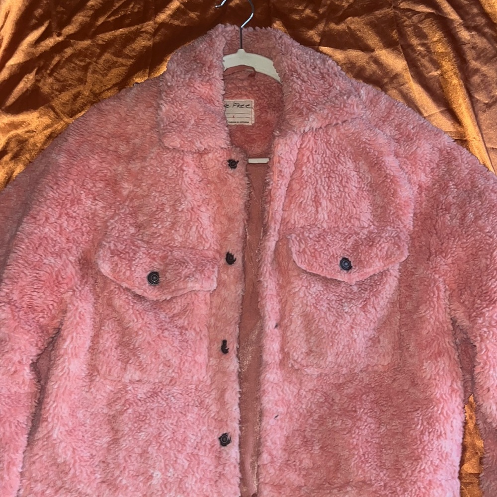 Pink fuzzy jacket Free People